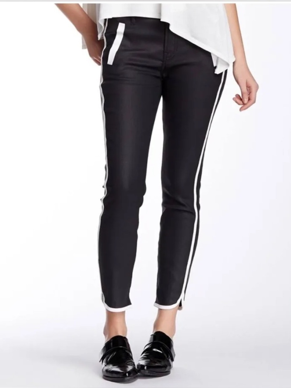 7-for-all-mankind Women's Black and White Trousers